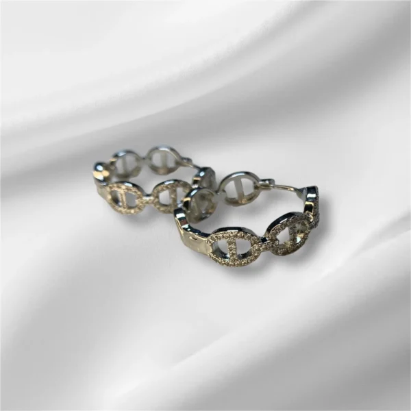 Zirconia link hoop earrings